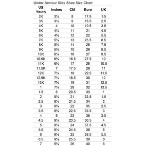 under armour shoe size chart